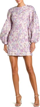 Mac Duggal Women’s Floral Brocade Balloon Sleeve Mini Dress