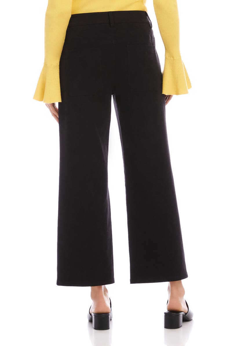 Karen Kane Lauren Patch Pocket Crop Wide Leg Pants, Alternate, color, Black