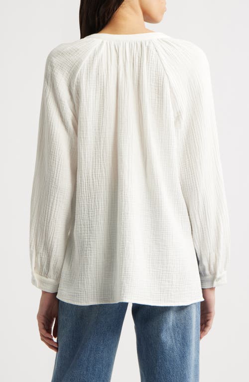 Rails Brielle Organic Cotton Gauze Tie Neck Top In White
