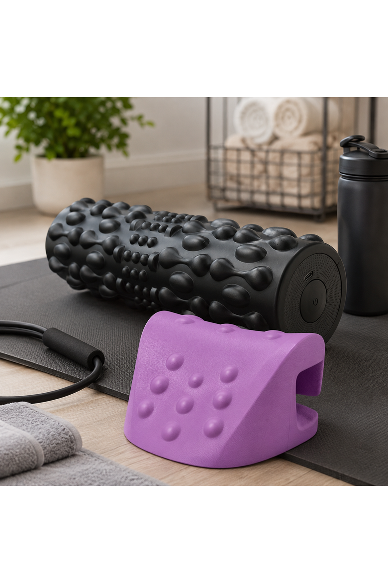 Vibrating Foam Roller & Neck Shoulder Stretcher, Alternate, color, Black