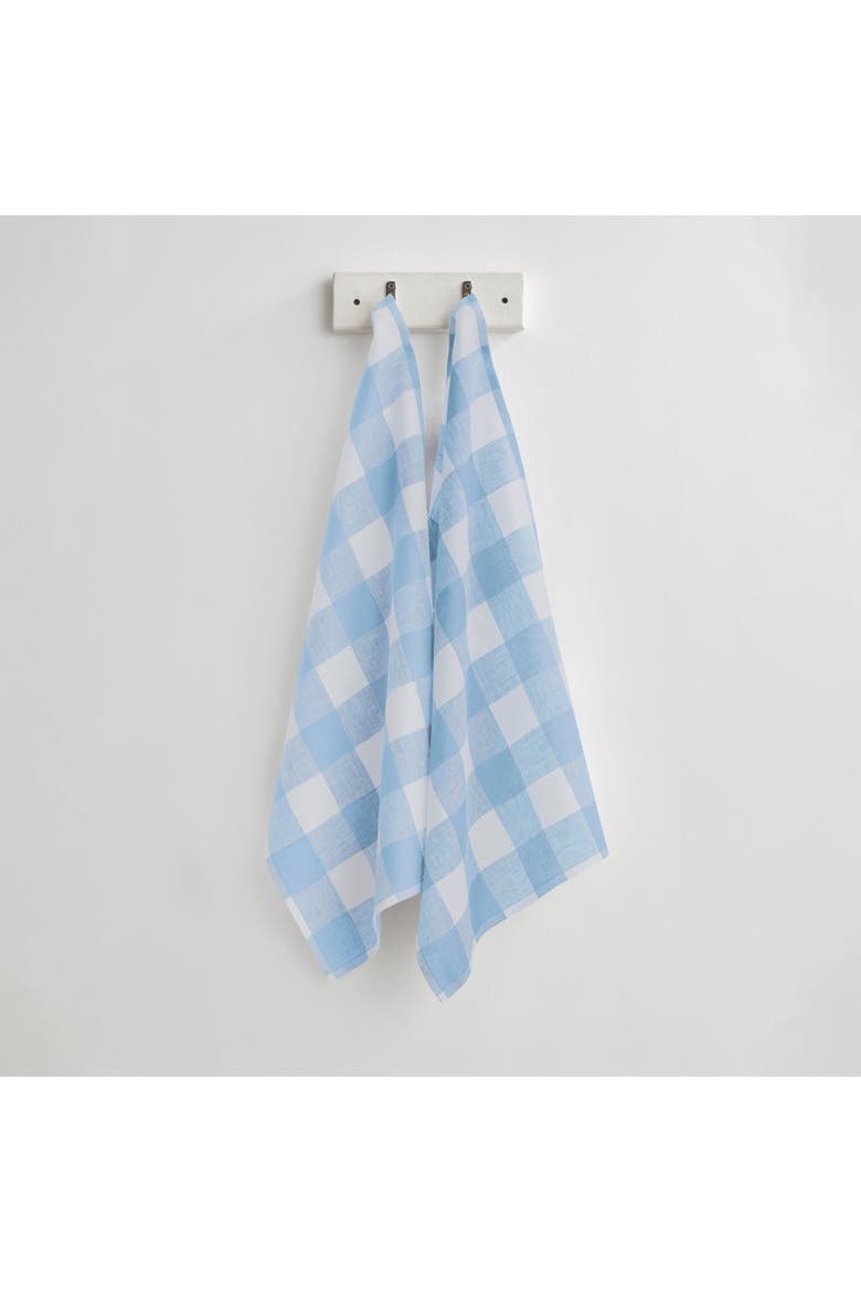 Linen Kitchen Towels Set of 2, 16.5 x 26.5" - Buffalo Check, Main, color, Blue Bell