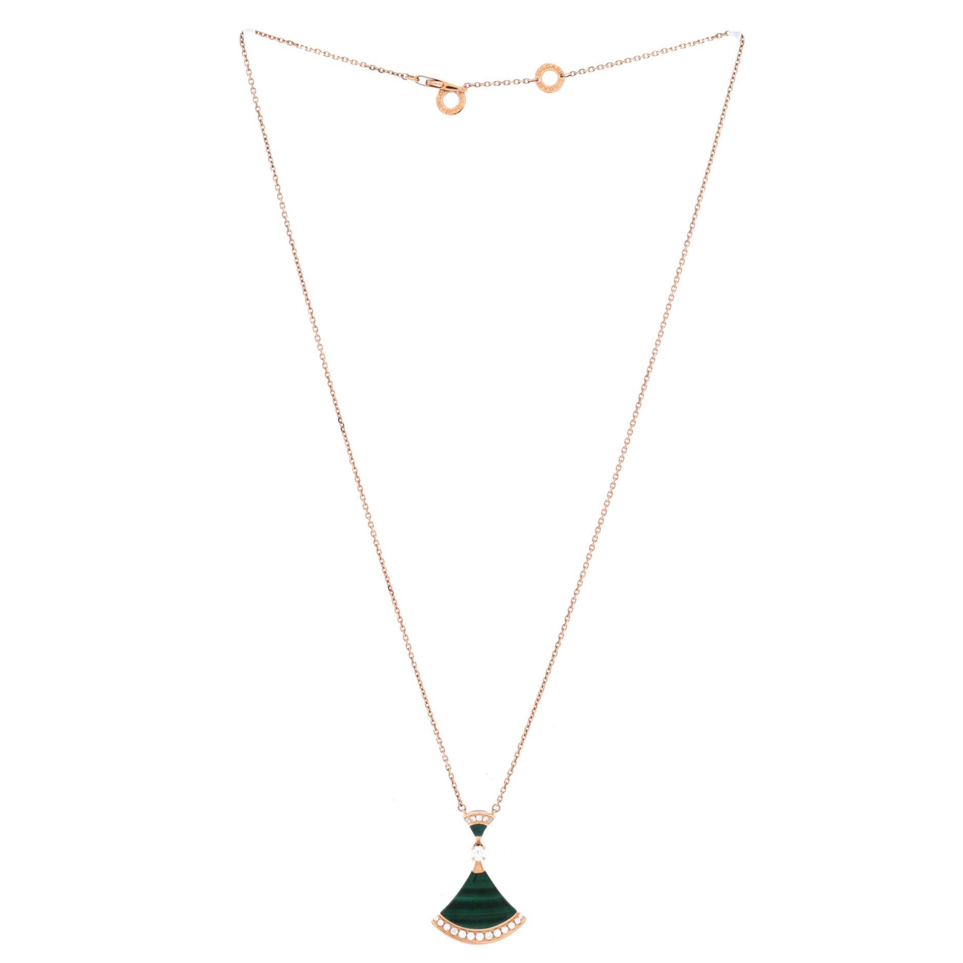 Divas' Dream Pendant Necklace 18K Rose Gold with Malachite and Diamonds Large, Alternate, color, Metallic Gold