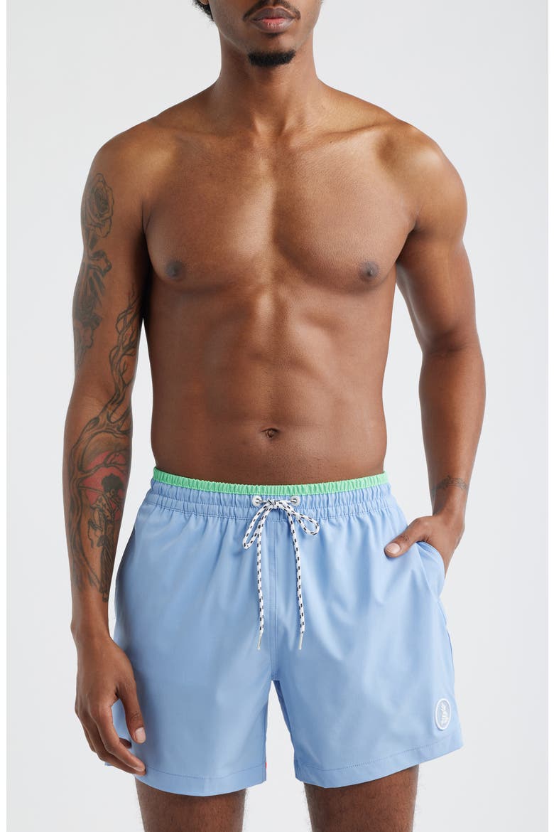 Alpine Skies 5.5-Inch Swim Trunks, Main, color, DUSTY BLUE