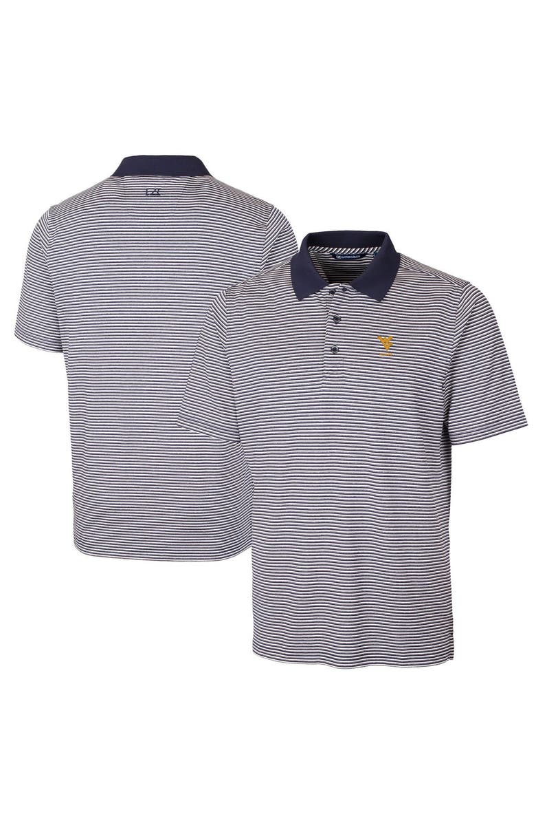 Cutter & Buck Men's Cutter & Buck  Navy West Virginia Mountaineers Alumni Logo Forge Tonal Stripe Stretch Polo, Alternate, color, 