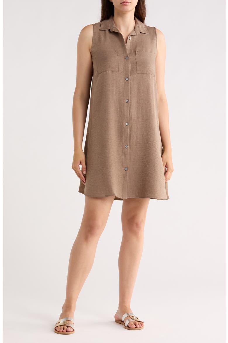 Two Pocket Sleeveless Shirtdress, Main, color, MOCHA LOVE