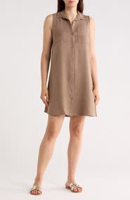 beachlunchlounge Two Pocket Sleeveless Shirtdress