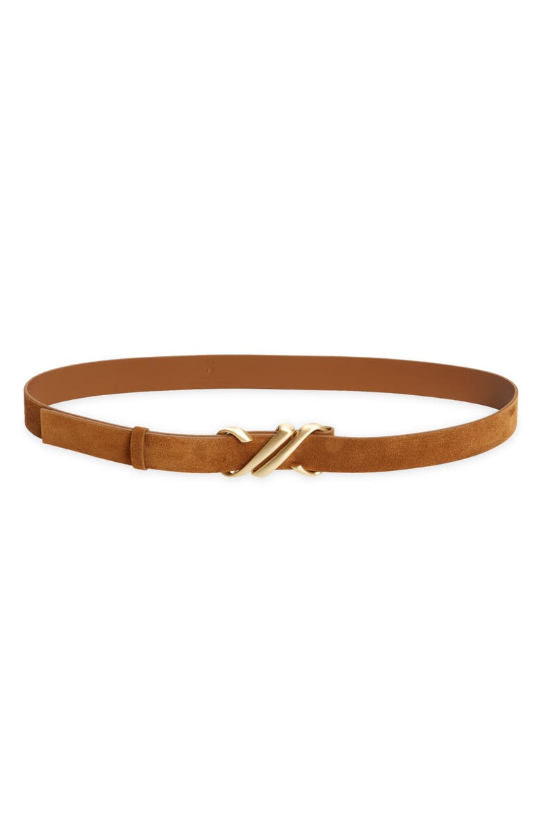 Proenza Schouler Monogram Soft Suede Belt, Main, color, Saddle