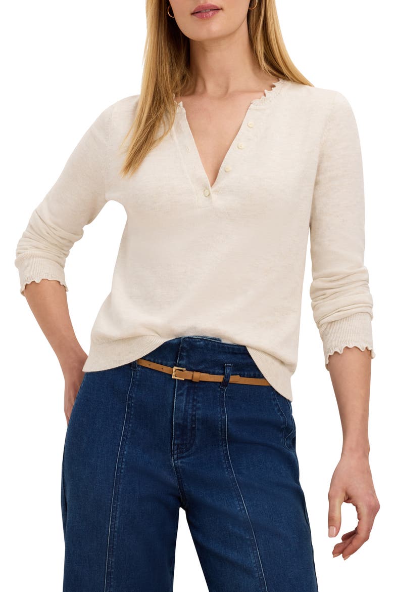 Henley Ruffle Sweater, Main, color, COCONUT