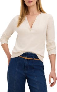 NIC+ZOE Henley Ruffle Sweater