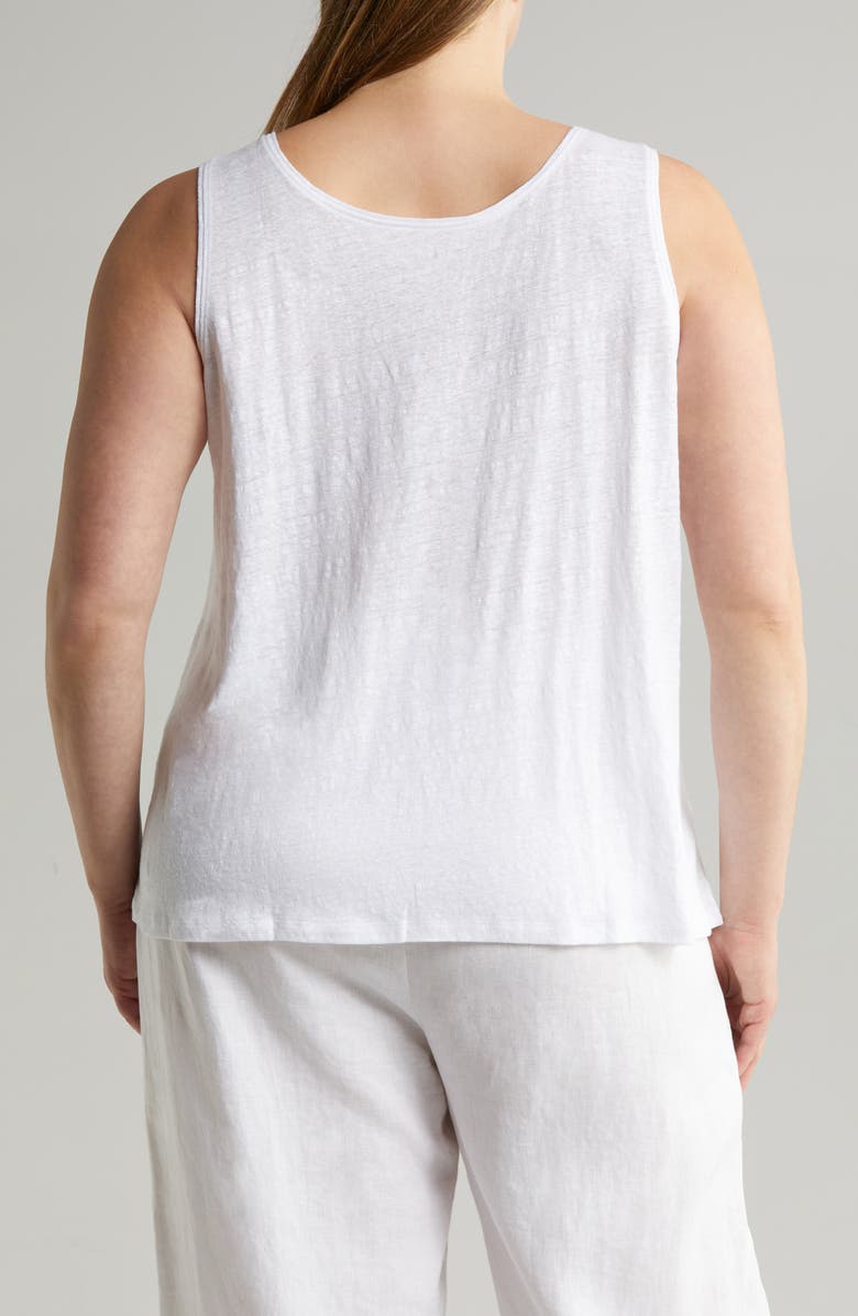 Eileen Fisher Scoop Neck Organic Linen Tank, Alternate, color, White