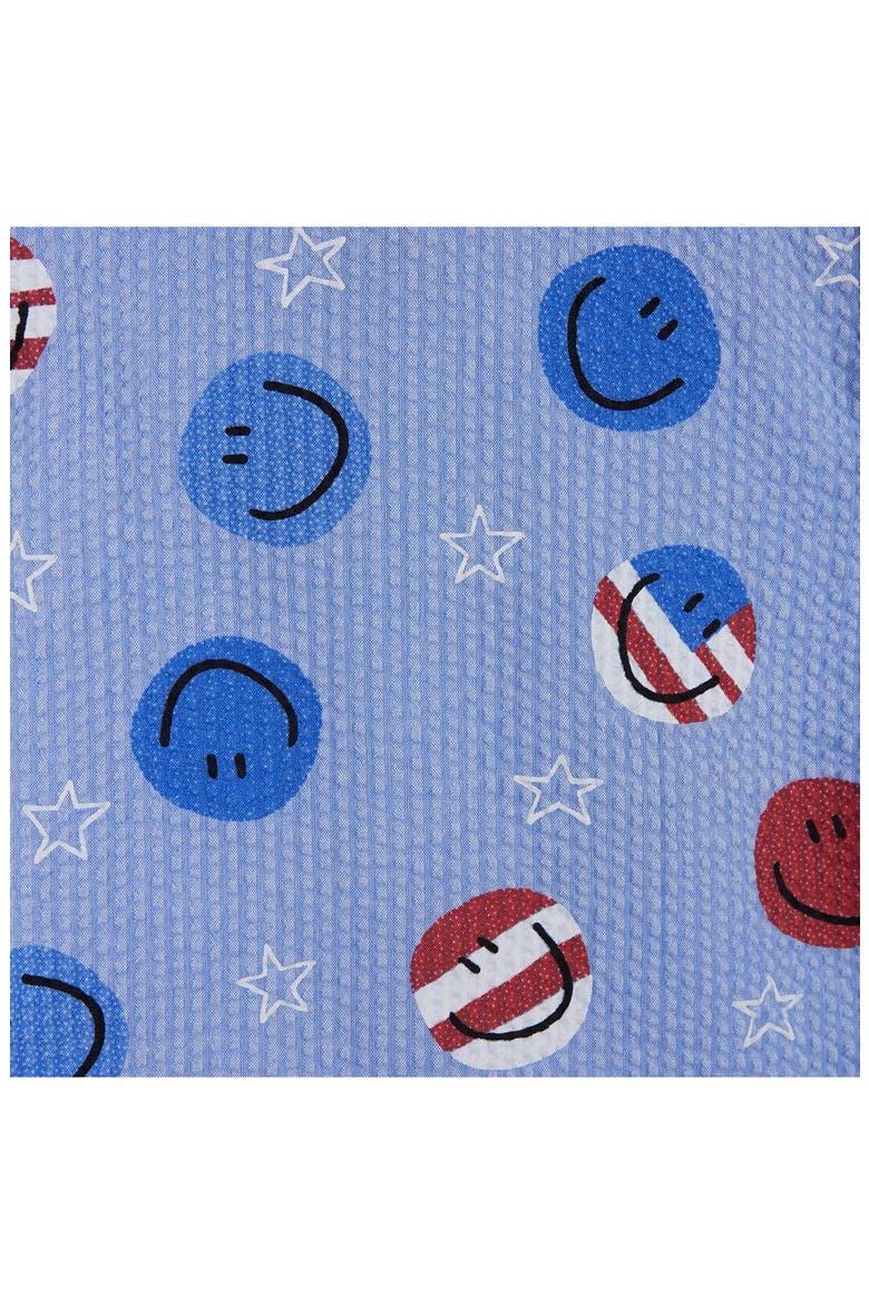 Print Cotton Seersucker Button-Up Shirt & Shorts Set, Alternate, color, BLUE AMERICA