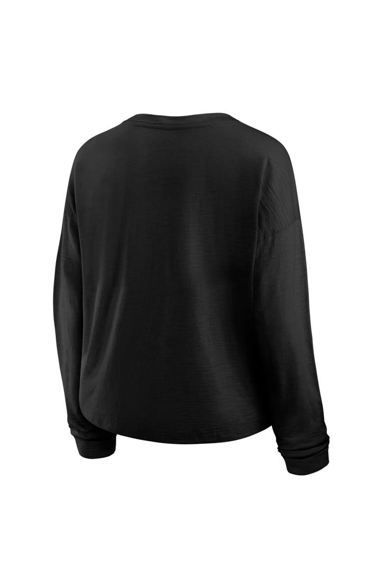 FANATICS Women's Fanatics Black Boston Bruins Oversized All Out Effort Long Sleeve Henley T-Shirt, Alternate, color, Black