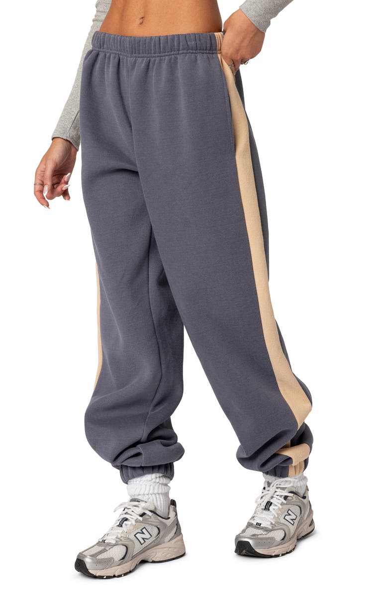 EDIKTED Saturn Oversized Side Stripe Sweatpants, Alternate, color, Blue