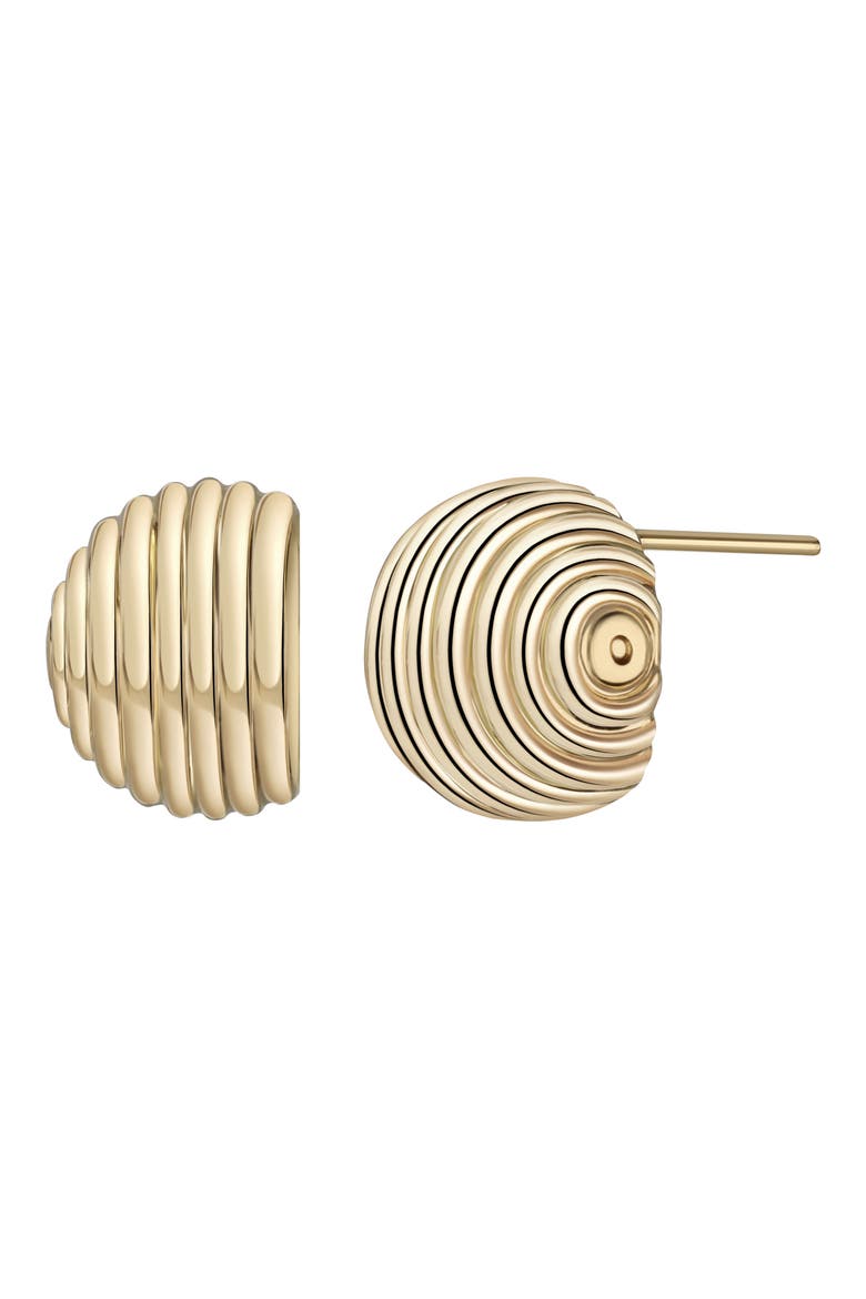 14K Gold Ridged Stud Earrings, Main, color, 14K YELLOW GOLD
