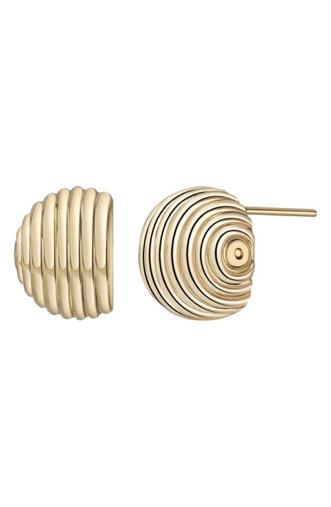 14K Gold Ridged Stud Earrings
