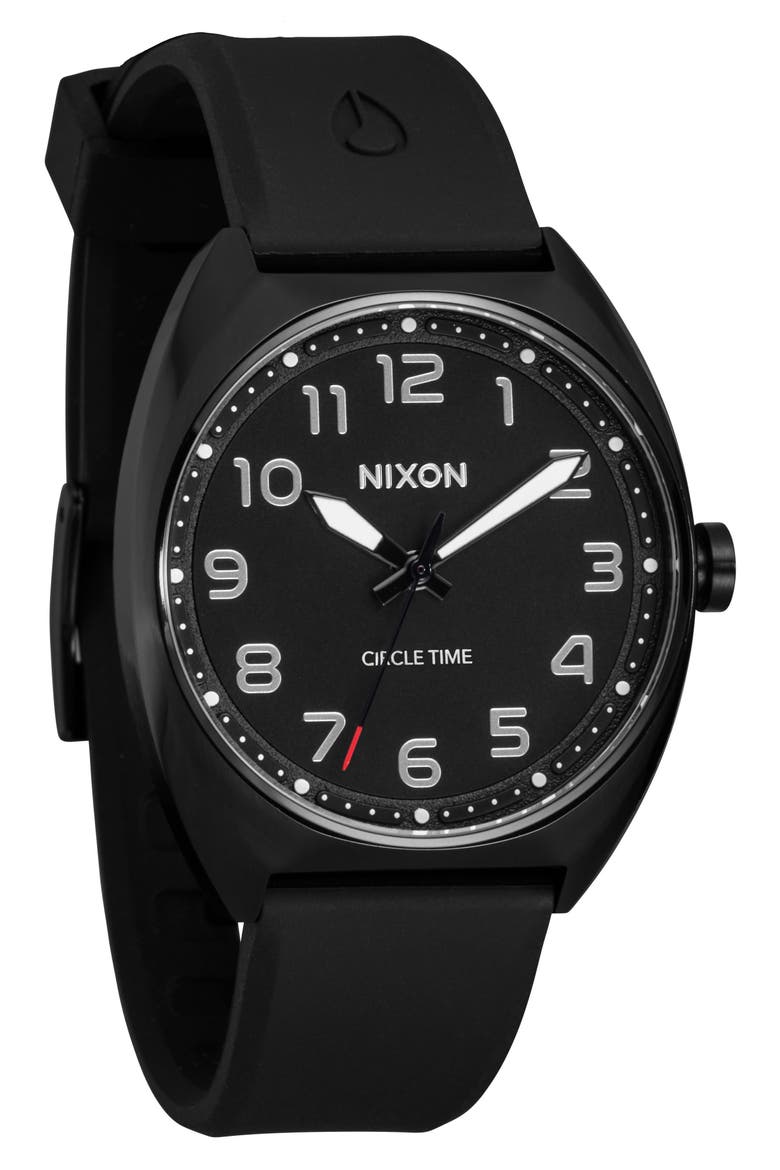 Mullet Silicone Strap Watch, Alternate, color, BLACK / BLACK