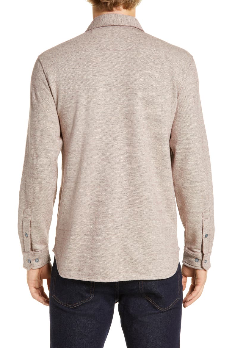 Textured Knit Long Sleeve Button-Up Shirt, Alternate, color, OXBLOOD