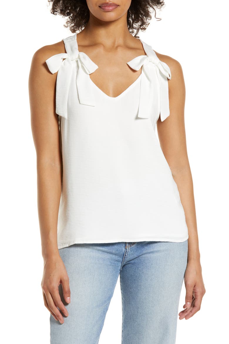Bow Tie Tank, Main, color, NEW IVORY