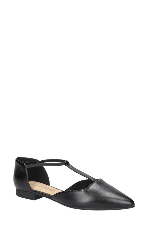 Darby Pointed Toe T-Strap Flat (Women)