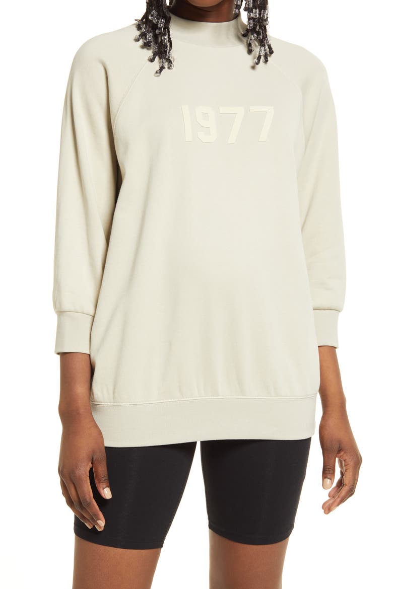 Mock Neck French Terry Pullover, Main, color, WHEAT