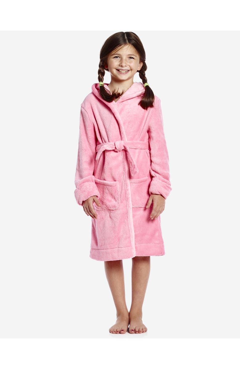 Leveret Kids Fleece Hooded Robe, Solid Colors, Main, color, Light Pink