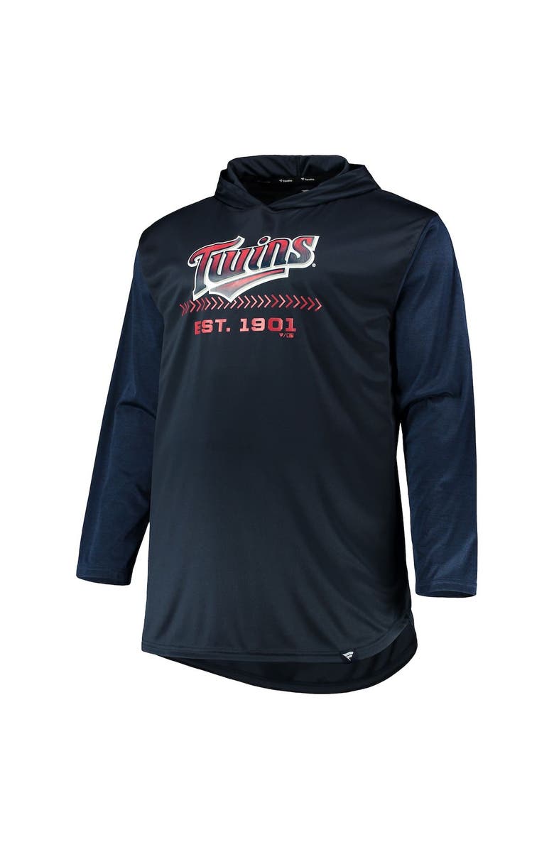 PROFILE Men's Navy/Heathered Navy Minnesota Twins Big & Tall Wordmark Club Pullover Hoodie, Alternate, color, 