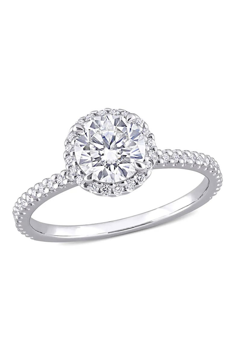Lab Created Moissanite Halo Ring, Main, color, WHITE
