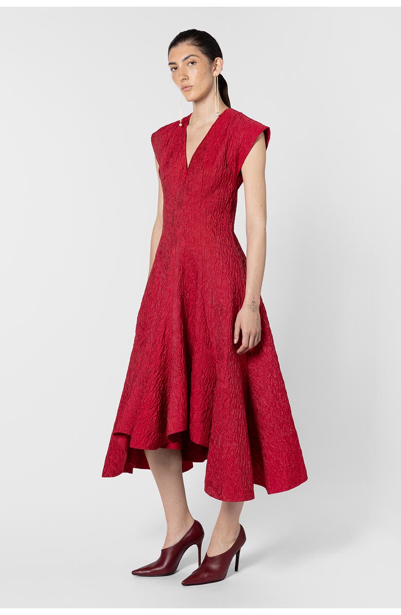 Roksanda Sapha Textured Midi Dress, Main, color, Bennett Red