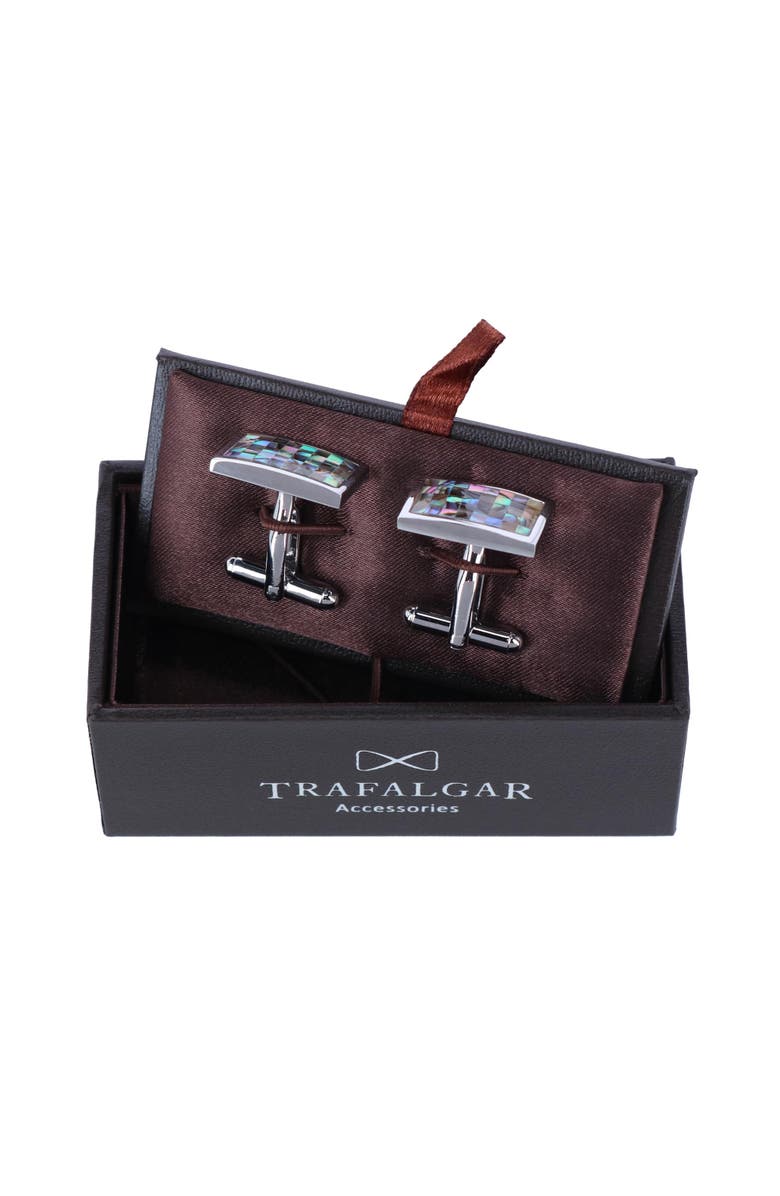 Trafalgar Walken the Mother of Pearl Cufflinks, Alternate, color, Silver