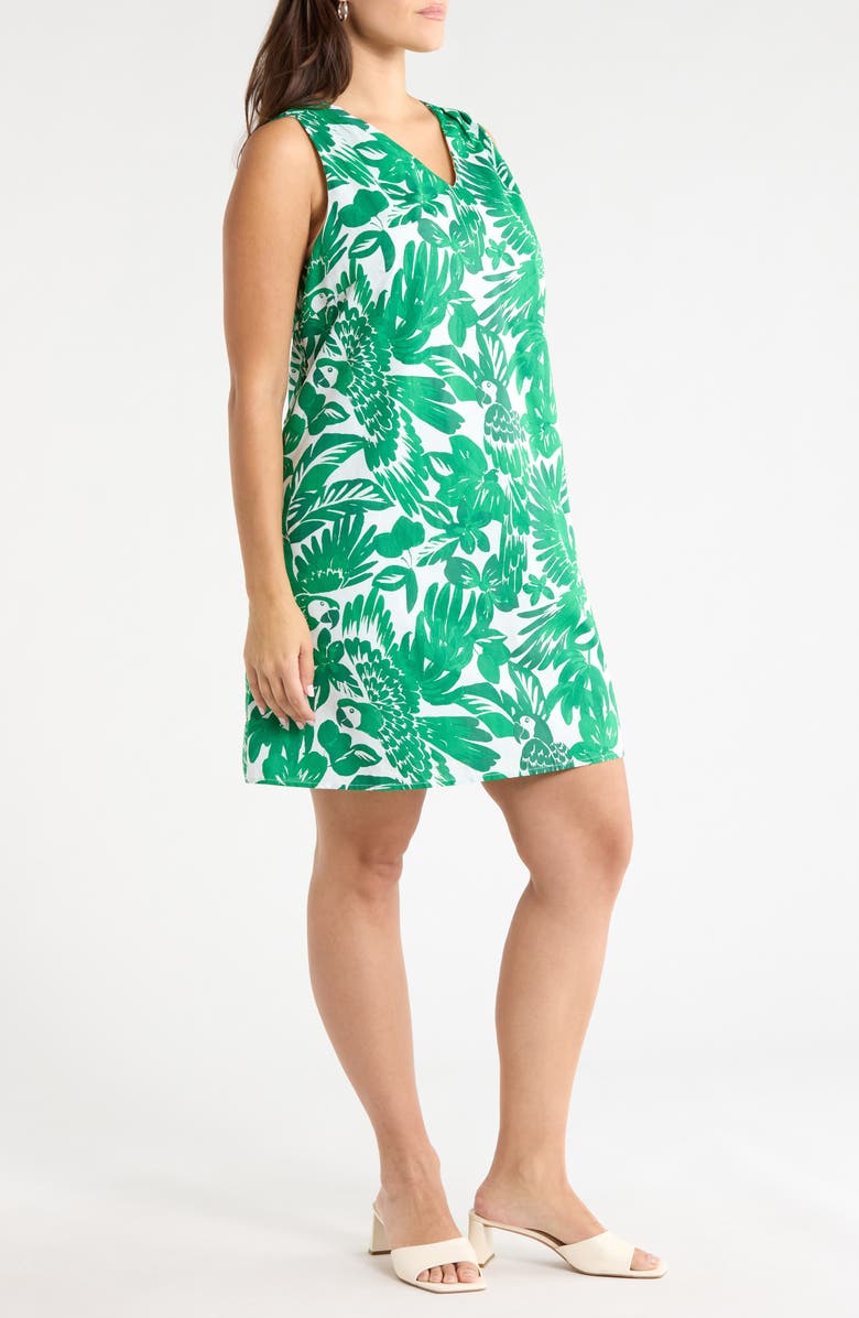 SUGARLIPS Masey Tropical Lerry Cotton Shift Minidress, Alternate, color, White-Greens