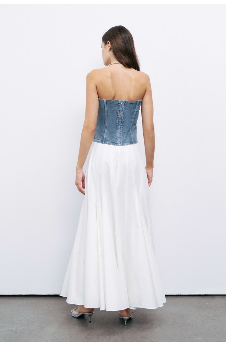 Nocturne Stoned Strapless Denim Crop Top, Alternate, color, 