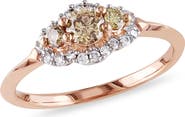Julianna B. Brown & White Diamond Halo Engagement Ring