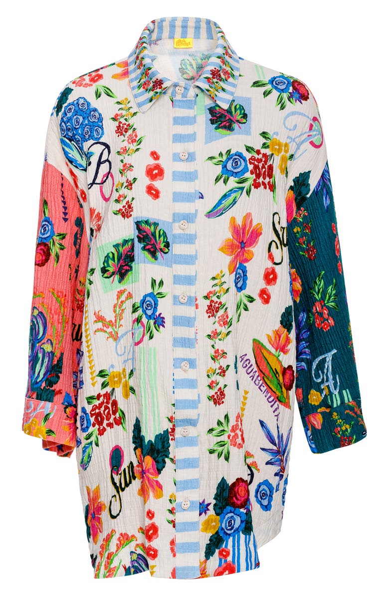 Agua Bendita Chrissy Citrus Long Sleeve Cotton Cover-Up Tunic, Alternate, color, Multicolor