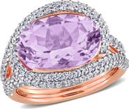 Julianna B. Amethyst & Lab-Created White Sapphire Halo Ring