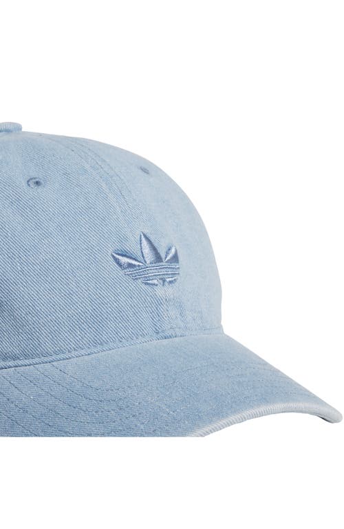 Adidas Originals Adidas Trefoil Embroidered Denim Baseball Cap In Blue