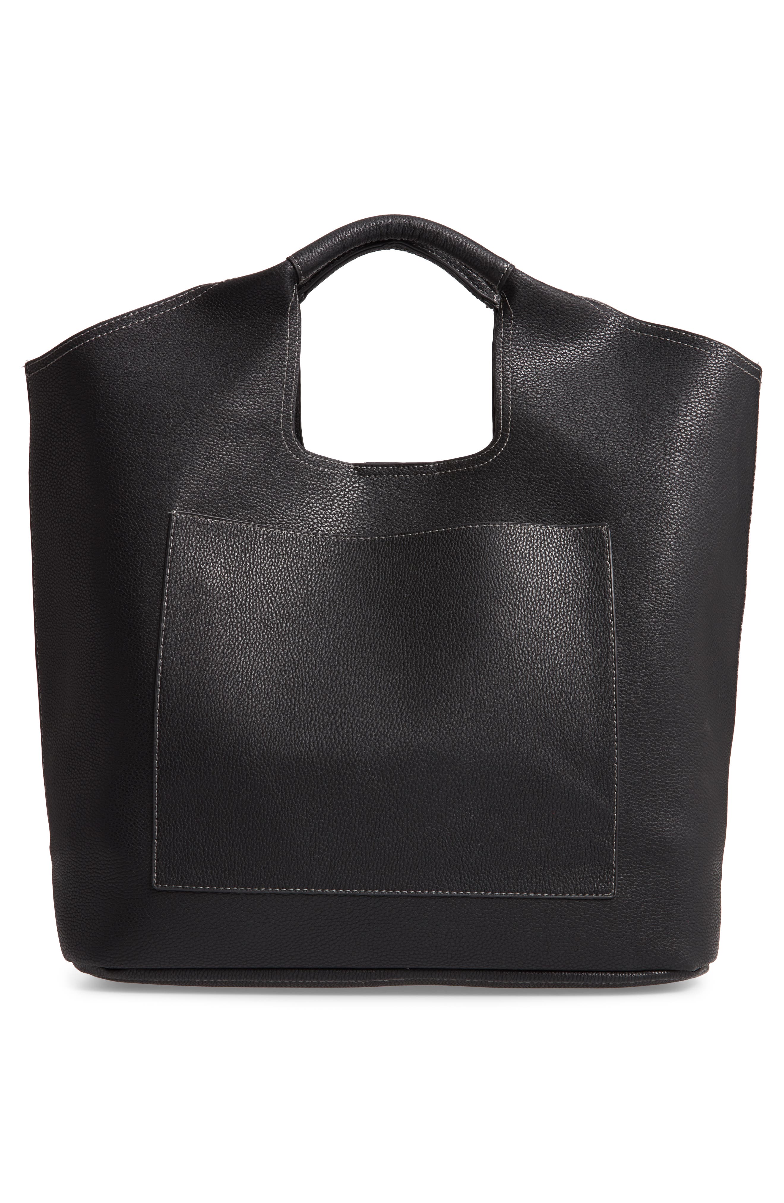 Alexis Faux Leather Tote, Alternate, color, BLACK