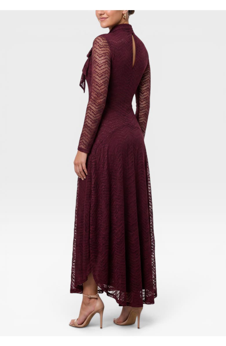 RACHEL Rachel Roy Beatrice Long Sleeve Lace Maxi, Alternate, color, Dark Red