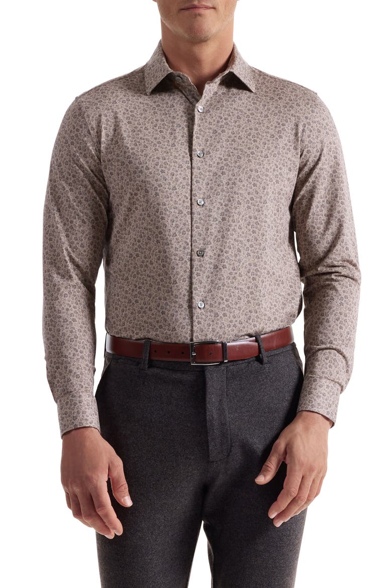 James OoohCotton® Floral Twill Button-Up Shirt, Main, color, SAND
