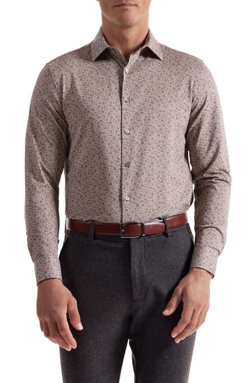 Bugatchi James Ooohcotton® Floral Twill Button-up Shirt In Burgundy