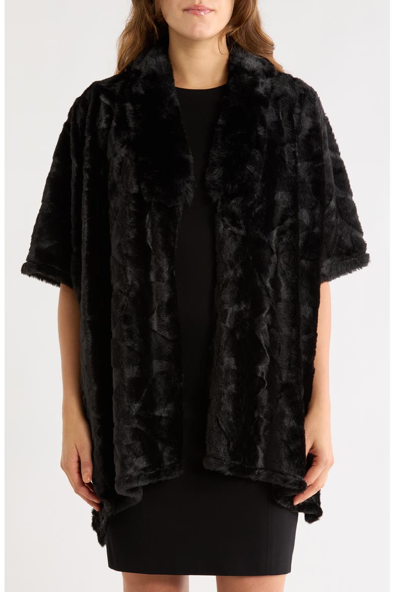 Faux Fur Cardigan, Main, color, BLACK