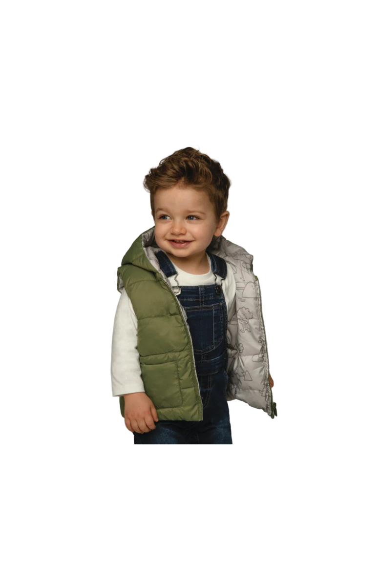 Mayoral Reversible Printed Padded Gilet, Alternate, color, Green