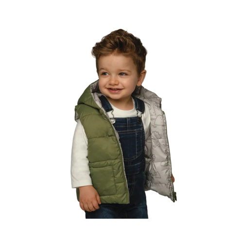 Mayoral Reversible Printed Padded Gilet In Green