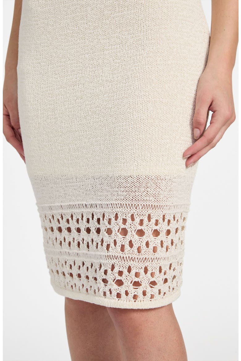 Leah Open Stitch Strapless Organic Cotton Blend Dress, Alternate, color, DOVE WHITE