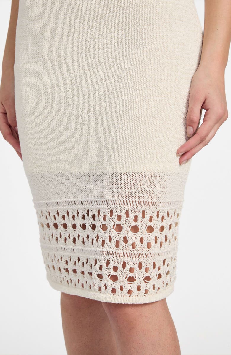 GUESS Leah Open Stitch Strapless Organic Cotton Blend Dress, Alternate, color, Dove White