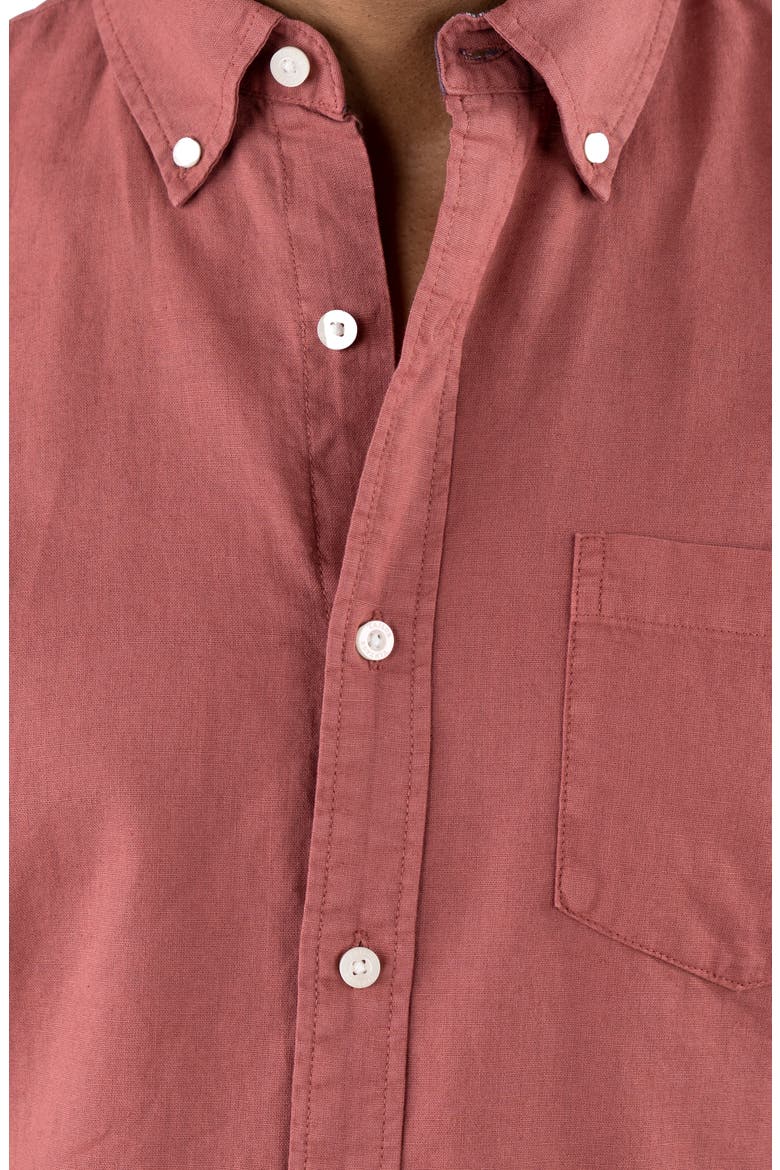 Puretec Linen Cotton Button-Up Shirt, Alternate, color, CANYON RED