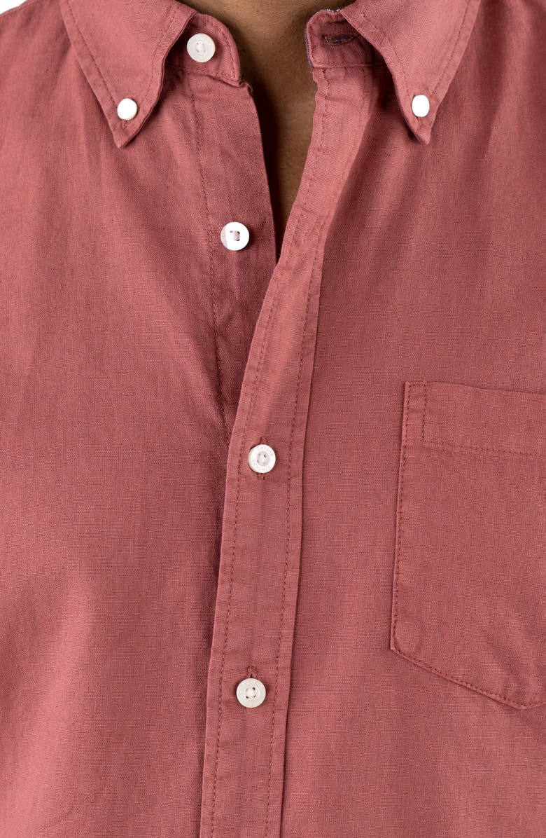 Tailor Vintage Puretec Linen Cotton Button-Up Shirt, Alternate, color, Canyon Red