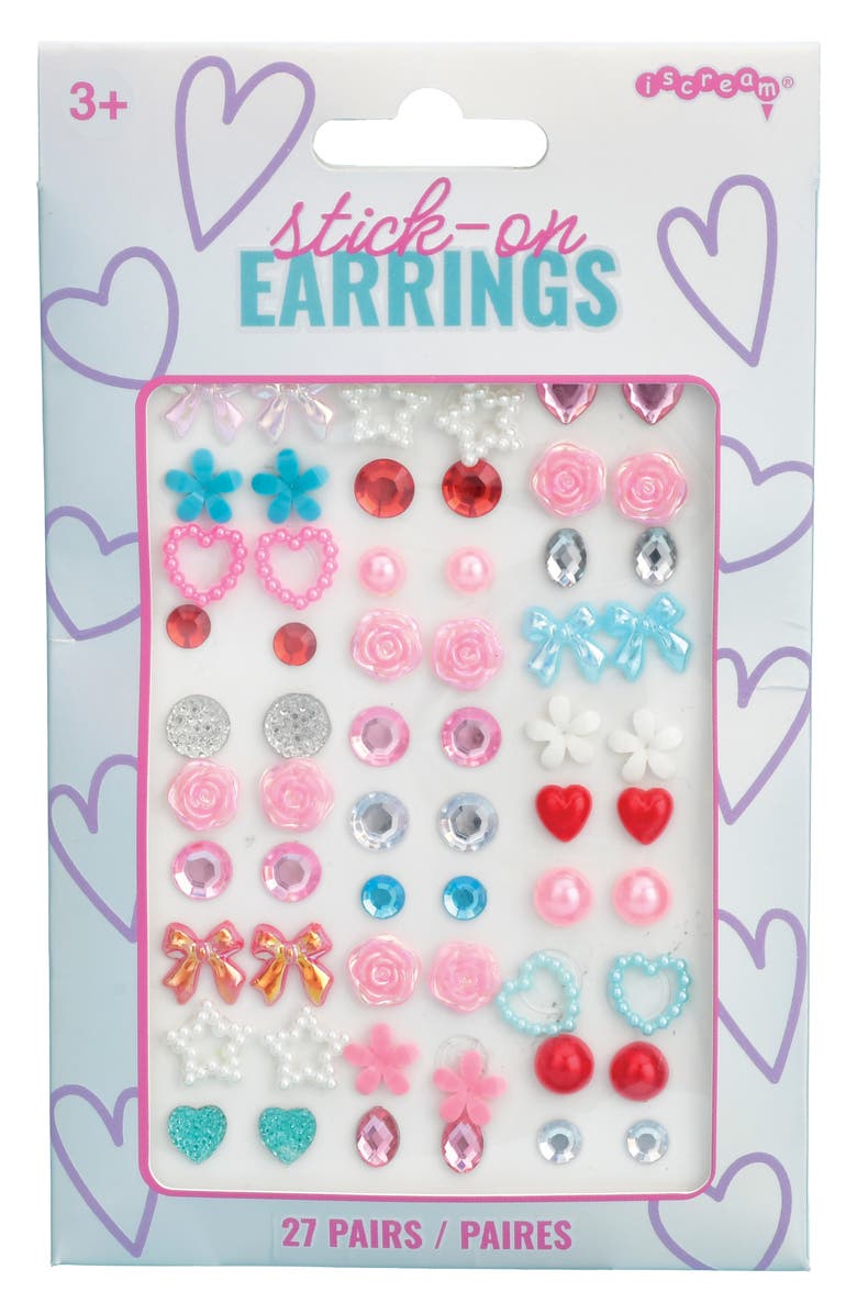 Iscream Kids' 27-Pack Assorted Sparkly Stick-On Earrings, Main, color, 