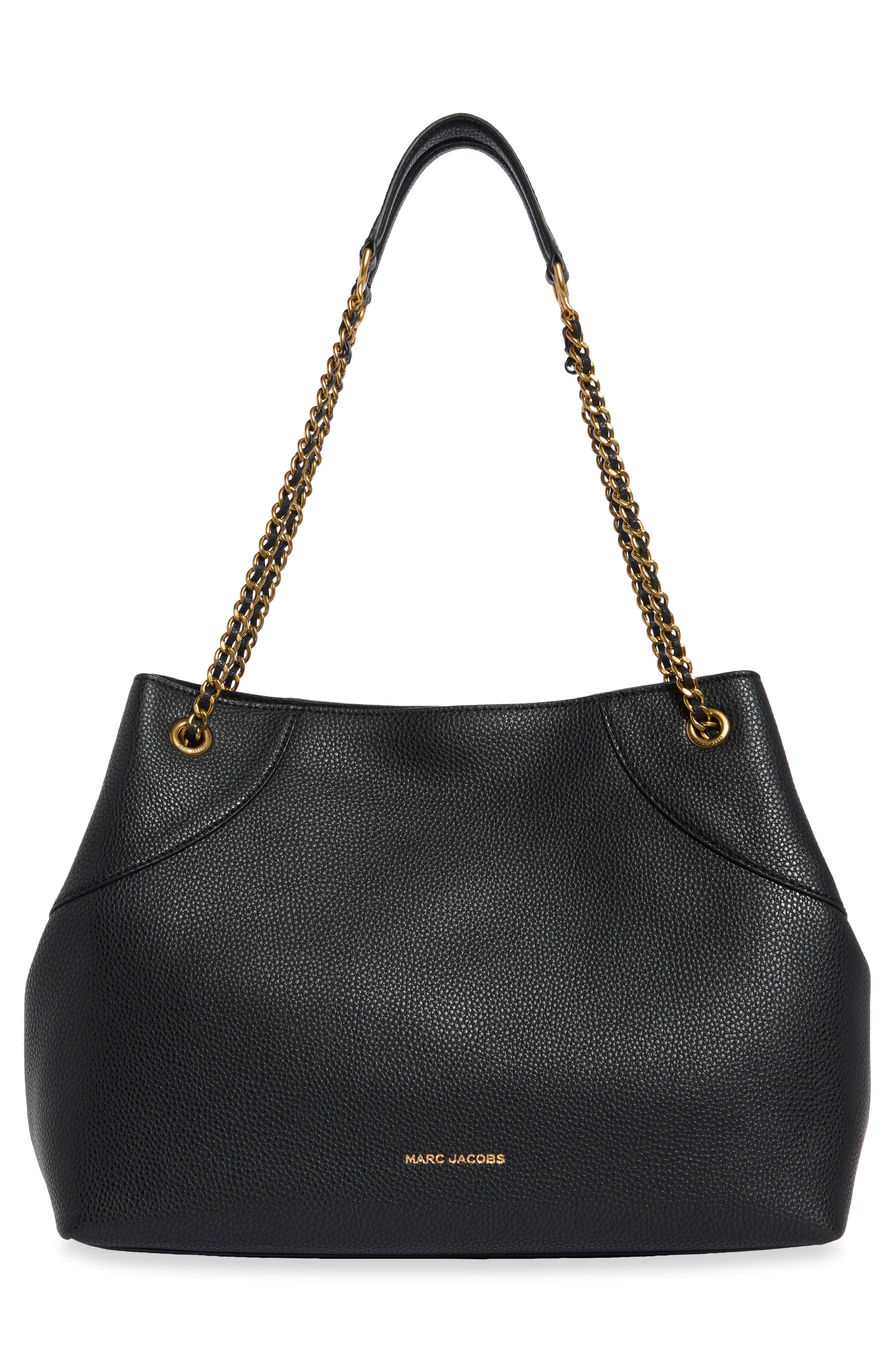 Plaza Medium Leather Tote, Alternate, color, BLACK