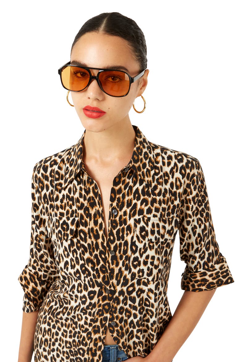 'Slim Signature' Silk Shirt, Alternate, color, NATURAL