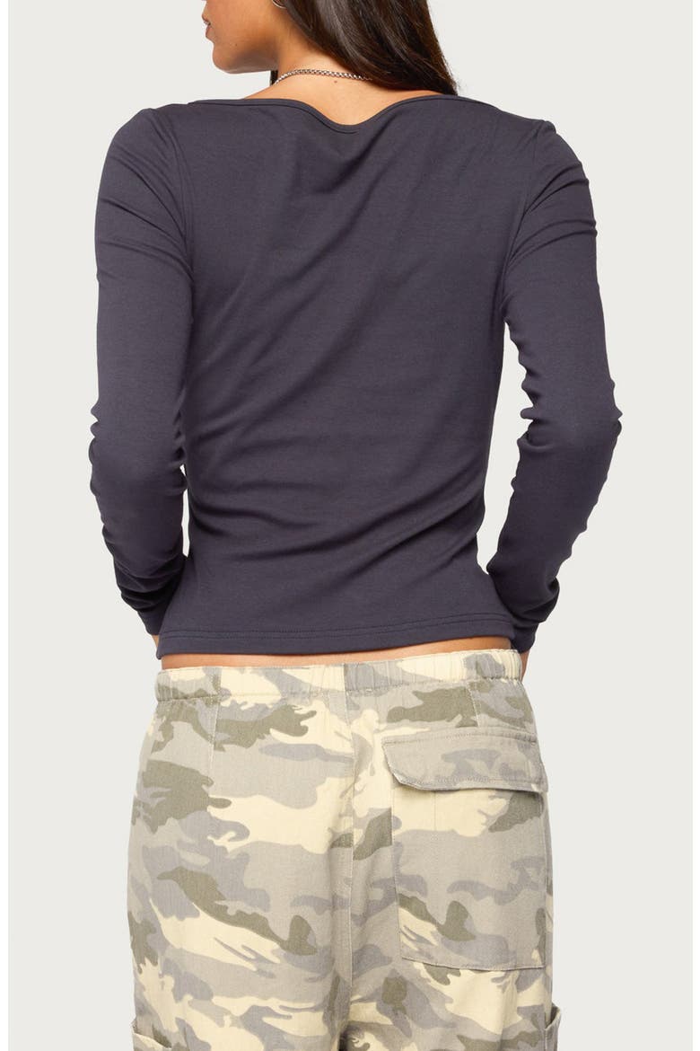 Savi Boat Neck Stretch Cotton Blend Top, Alternate, color, NAVY
